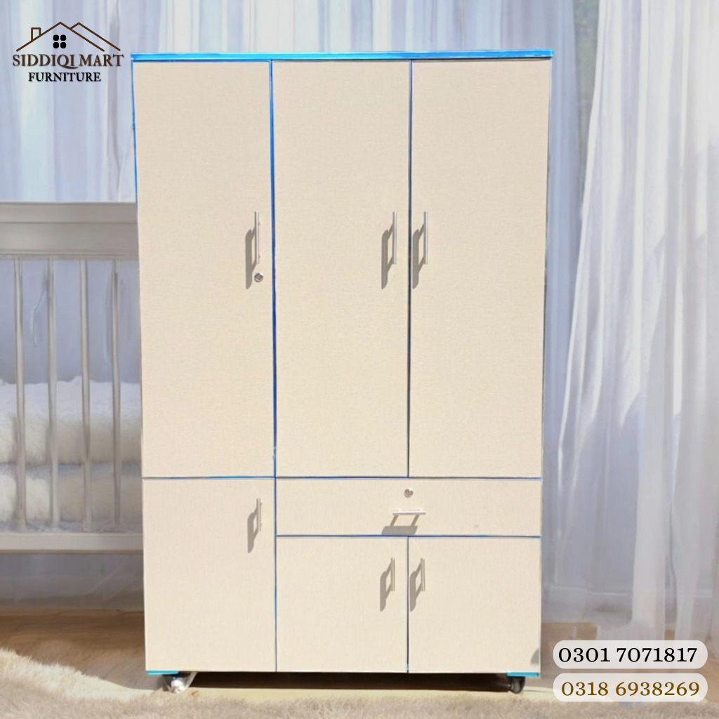 Ivory Blue Edge 3 Door Lamination Wardrobe