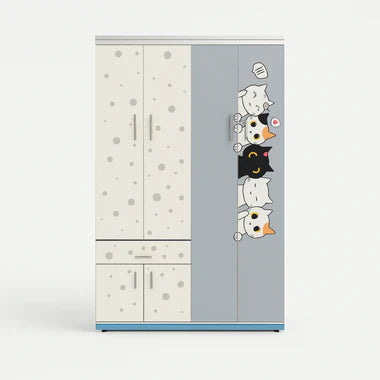 Cute Cats Kids Wardrobe (4 Door + Drawer)