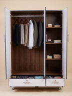 Glossy White 3 Door 2 Drawer Wardrobe
