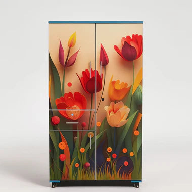 Colorful Flowers Kids Wardrobe (2 Door + Drawer)