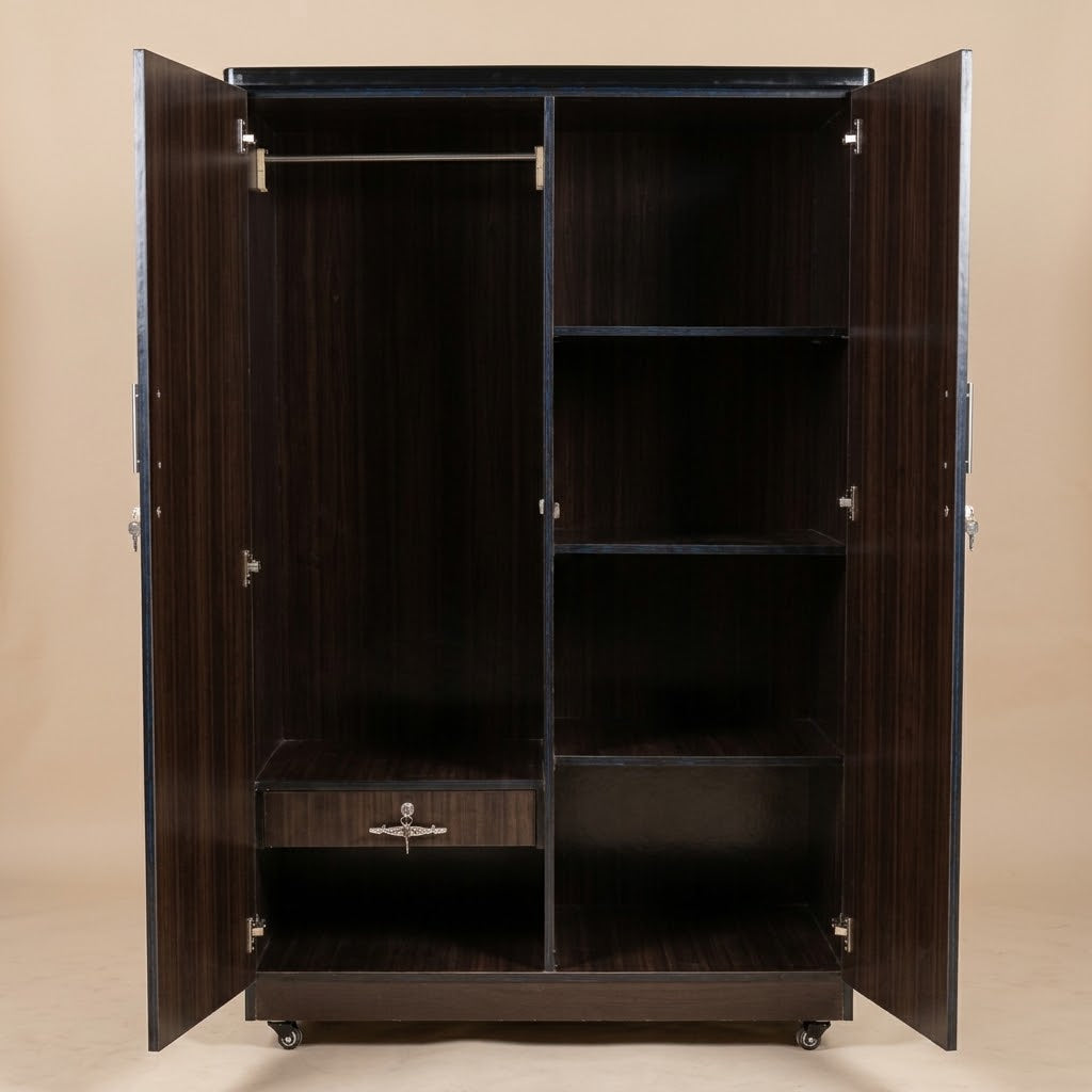 Brown Textured 2 Door Lamination Wardrobe
