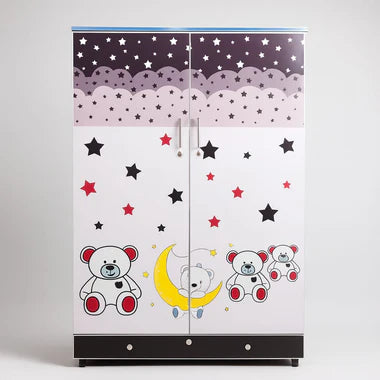 Teddy Bear Stars Kids Wardrobe (2 Door + 2 Drawers)