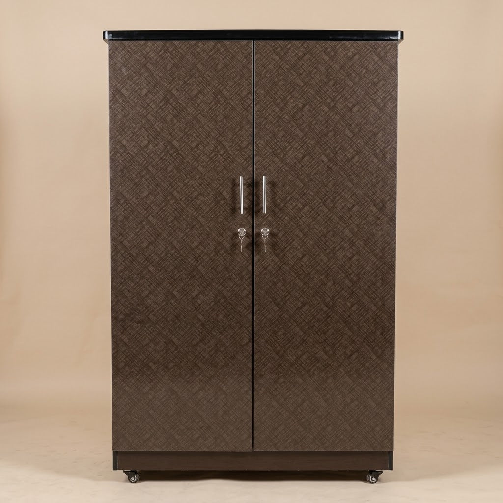 Brown Textured 2 Door Lamination Wardrobe