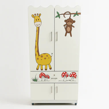 Jungle Friends Kids Wardrobe (2 Door + Drawer)