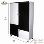 Black & White 2 Door Lamination Wardrobe