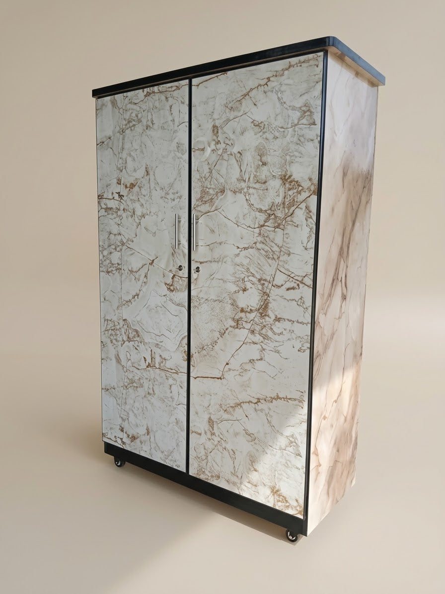 Marble Finish 2 Door Lamination Wardrobe