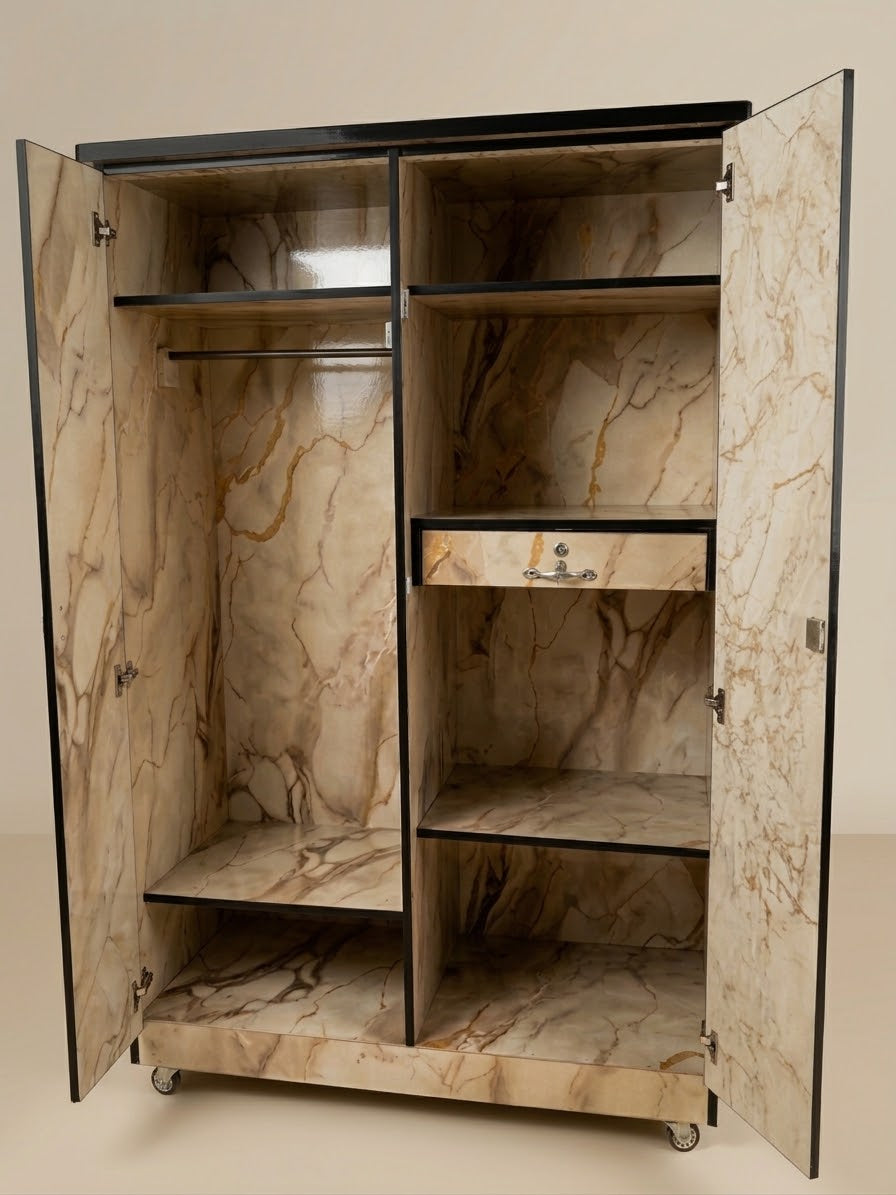 Marble Finish 2 Door Lamination Wardrobe