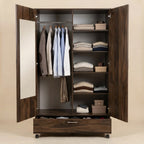 Walnut 2 Door Mirror Lamination Wardrobe