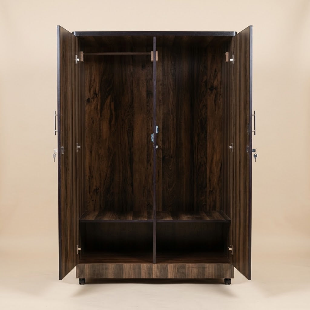 Walnut Wood Grain 2 Door Lamination Wardrobe