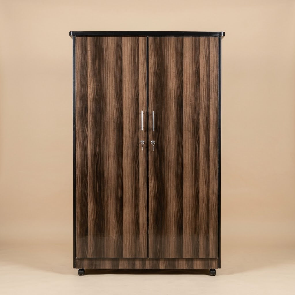 Walnut Wood Grain 2 Door Lamination Wardrobe