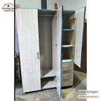 Light Oak 3 Door Mirror Lamination Wardrobe