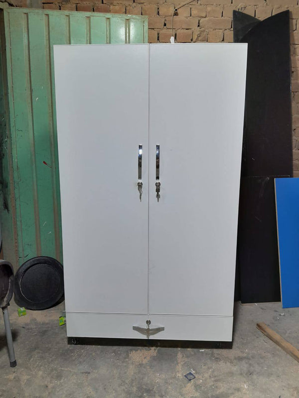 White Kids Wardrobe with Lock (2 Door + Drawer)