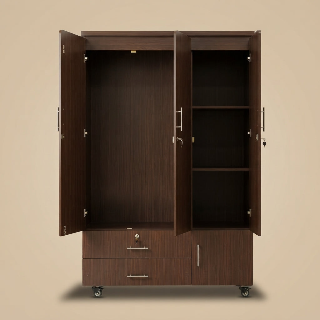 Espresso Brown 3 Door Lamination Wardrobe
