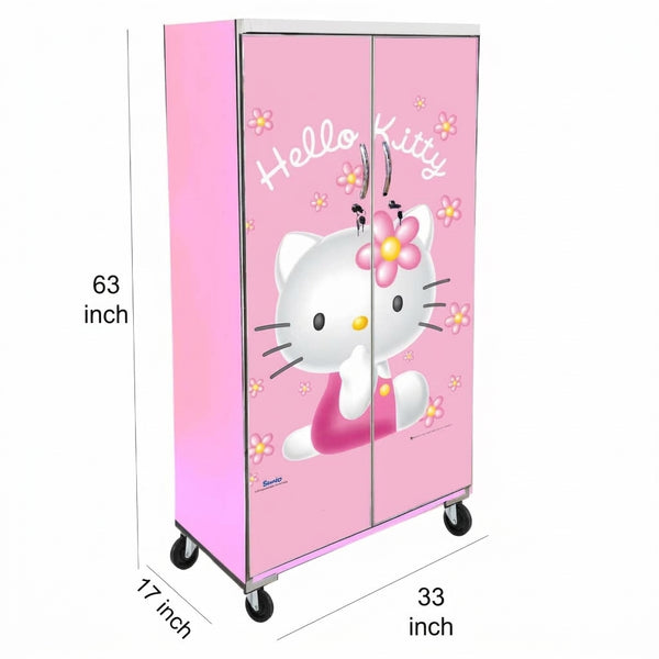Cute Kitty Kids Wardrobe (2 Door + Drawer)