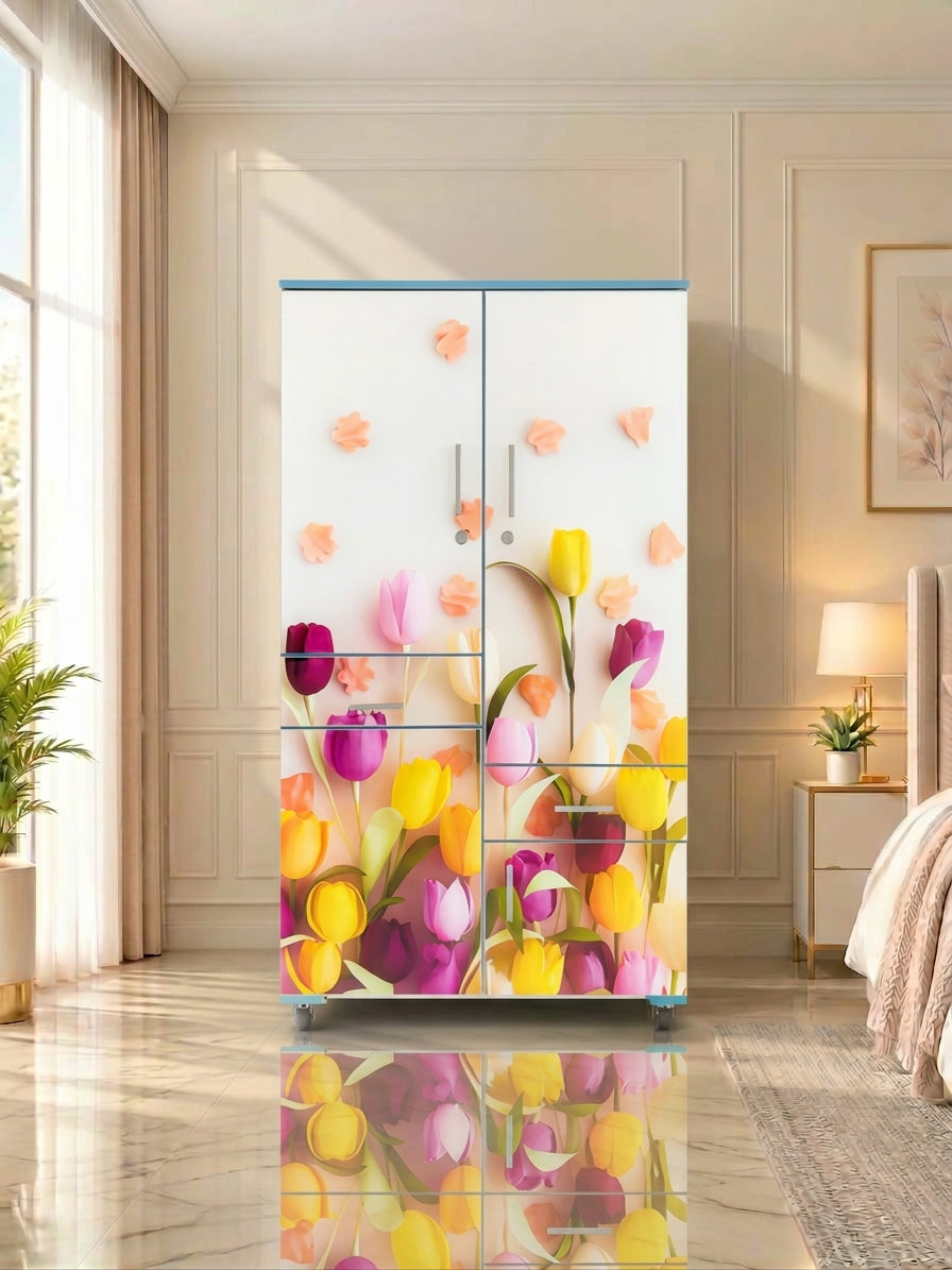Tulip Flowers Kids Wardrobe (2 Door + Drawer)