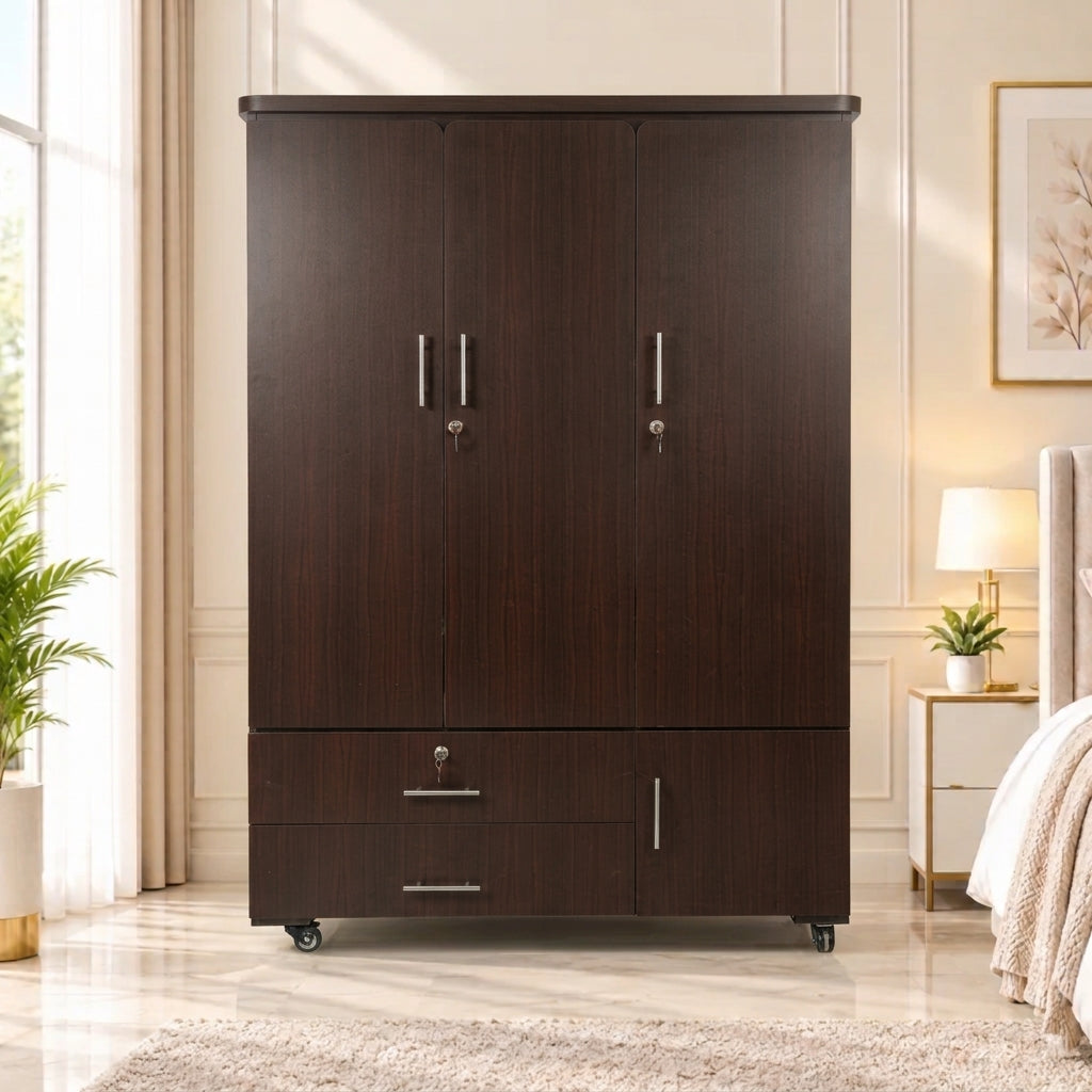 Espresso Brown 3 Door Lamination Wardrobe