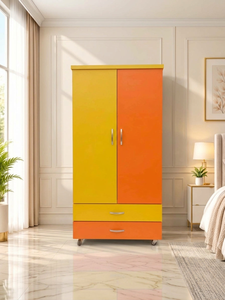 Colorful Kids Wardrobe (2 Door + 2 Drawers)
