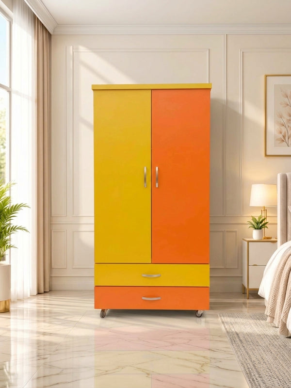 Colorful Kids Wardrobe (2 Door + 2 Drawers)