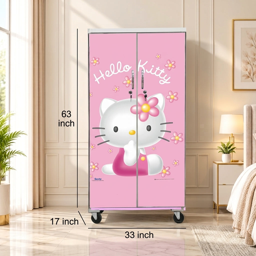 Cute Kitty Kids Wardrobe (2 Door + Drawer)