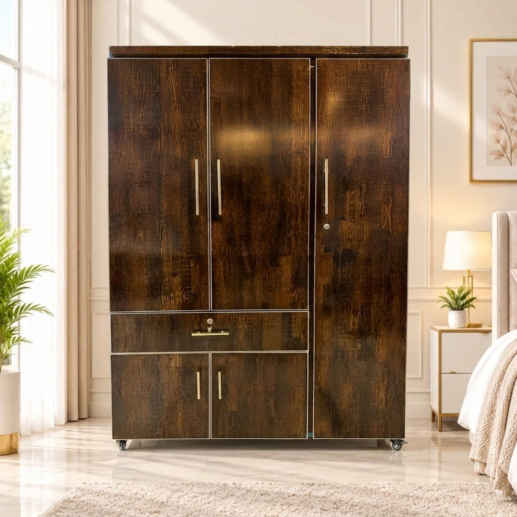 Dark Walnut 3 Door Lamination Wardrobe