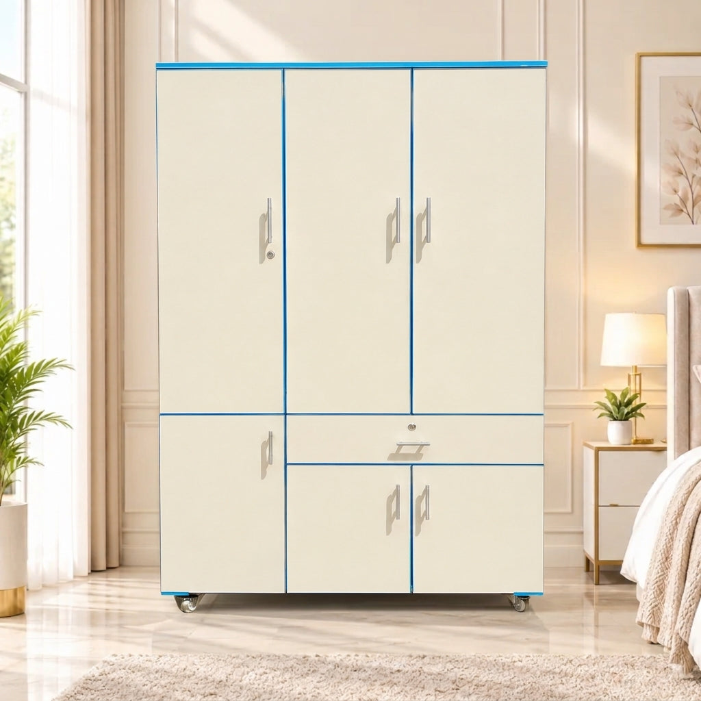 Ivory Blue Edge 3 Door Lamination Wardrobe