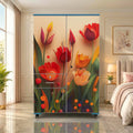 Colorful Flowers Kids Wardrobe (2 Door + Drawer)