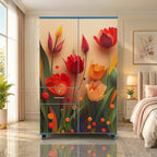 Colorful Flowers Kids Wardrobe (2 Door + Drawer)