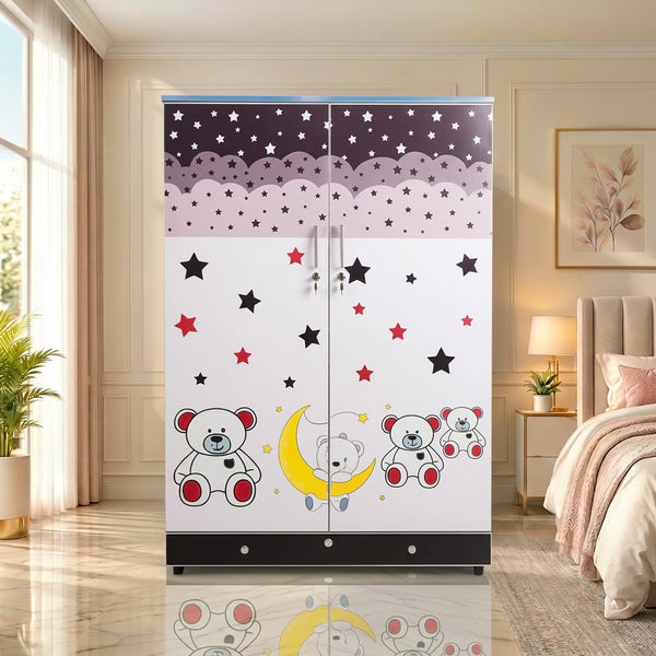 Teddy Bear Stars Kids Wardrobe (2 Door + 2 Drawers)