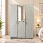Light Oak 3 Door Mirror Lamination Wardrobe