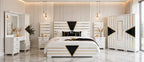 White Black Triangle Luxury Bed Set | 5 Piece Set - High Gloss