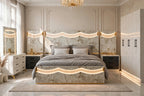Skin Beige Golden Handle Luxury Bed Set | 5 Piece - High Gloss