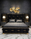 Black Golden Hexa Luxury Bed Set | 5 Piece Set - High Gloss