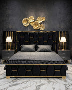Black Golden Hexa Luxury Bed Set | 5 Piece Set - High Gloss