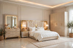 Cream Beige Arch Design Luxury Bed Set | 5 Piece Bedroom Set
