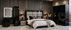 Black Grey Panel Luxury Bed Set | 5 Piece Set - High Gloss