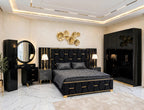 Black Golden Hexa Luxury Bed Set | 5 Piece Set - High Gloss