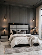 Black Grey Panel Luxury Bed Set | 5 Piece Set - High Gloss