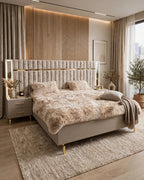 Taupe Beige Marble Golden Luxury Bed Set | 5 Piece - High Gloss