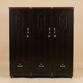 6x6 Ft Brown 3 Door Wardrobe With 3 Drawers - Lockable