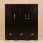 6x6 Ft Brown 3 Door Wardrobe With 3 Drawers - Lockable