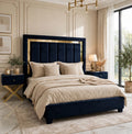 Navy Blue Golden Mirror Luxury Bed Set | 5 Piece Set - High Gloss