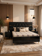 Modern Black Diamond Design 5 Piece Bedroom Set - High Gloss Me
