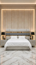 Light Grey Golden Mirror Luxury Bed Set | 5 Piece Set - High Gloss