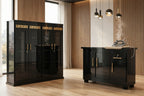 Black Velvet Gold Border Luxury Bed Set | 5 Piece Bedroom Set