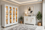 Beige White Channeled Luxury Bed Set | 5 Piece Set - High Gloss